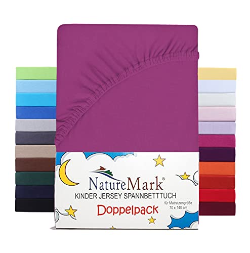 NatureMark 2er Set Kinder Spannbettlaken Jersey, Spannbetttuch 100% Baumwolle, für Babybett und Kinderbett | 70x140 cm - Pink NatureMark 2er Set Kinder Spannbettlaken Jersey, Spannbetttuch 100% Baumwolle, für Babybett und Kinderbett | 70x140 cm - Pink von NatureMark