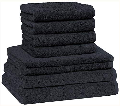 NatureMark 8 TLG. FROTTIER Handtuch-Set mit verschiedenen Größen 4X Gästetücher, 2X Handtücher, 2X Duschtücher | Farbe: Schwarz | 100% Baumwolle von NatureMark