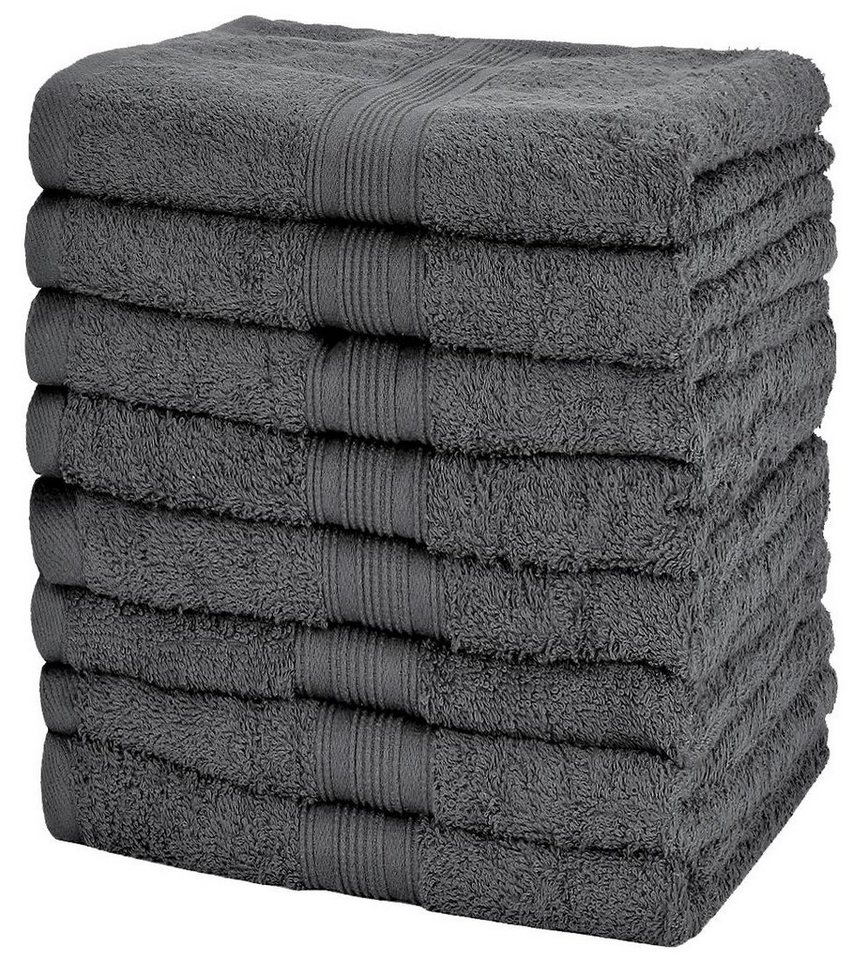NatureMark Handtücher Handtuch 500gsm (8er-Set), 100% Baumwolle (8-St), 8X Frottier Handtücher mit Aufhänger, 50 x 100cm, Anthrazit grau von NatureMark