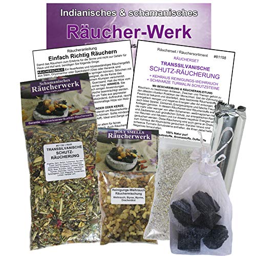 11-TLG Räucherset TRANSSILVANISCHE Schutz RÄUCHERUNG + WEIHRAUCH + SCHWARZER TURMALIN. 2 x Räuchermischungen + ZUBEHÖR + Anleitung. 81158 11-TLG Räucherset TRANSSILVANISCHE Schutz RÄUCHERUNG + WEIHRAUCH + SCHWARZER TURMALIN. 2 x Räuchermischungen + ZUBEHÖR + Anleitung. 81158 von Naturheilmittel Heilsteine Methusalem GmbH Neu-Ulm