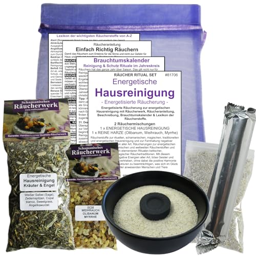 HAUSREINIGUNG & RAUMREINIGUNG - KRÄUTER & Engel Räucherwerk ZUM AUSRÄUCHERN mit SAGE, WEIHRAUCH & MYRRHE 10-TLG KOMPLETT Räucherset mit Räucherschale + ZUBEHÖR. 81706-6S HAUSREINIGUNG & RAUMREINIGUNG - KRÄUTER & Engel Räucherwerk ZUM AUSRÄUCHERN mit SAGE, WEIHRAUCH & MYRRHE 10-TLG KOMPLETT Räucherset mit Räucherschale + ZUBEHÖR. 81706-6S von Naturheilmittel Heilsteine Methusalem GmbH Neu-Ulm