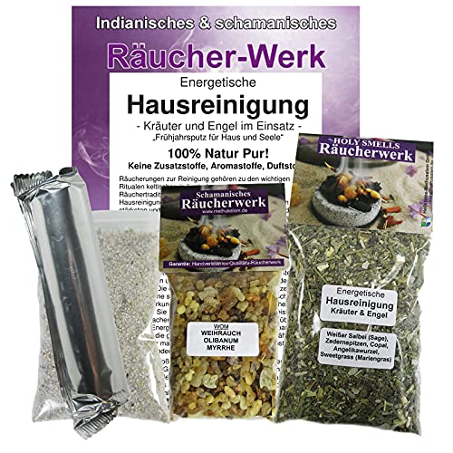 Energetische HAUSREINIGUNG zum RÄUCHERN von Haus + Wohnung 5-TLG Set mit Weihrauch + Myrrhe + SAGE Salbei + Kopalharz + Sweetgrass + Angelika + Räucherkohle + ZUBEHÖR. 81043-WOM Energetische HAUSREINIGUNG zum RÄUCHERN von Haus + Wohnung 5-TLG Set mit Weihrauch + Myrrhe + SAGE Salbei + Kopalharz + Sweetgrass + Angelika + Räucherkohle + ZUBEHÖR. 81043-WOM von Naturheilmittel Heilsteine Methusalem GmbH Neu-Ulm