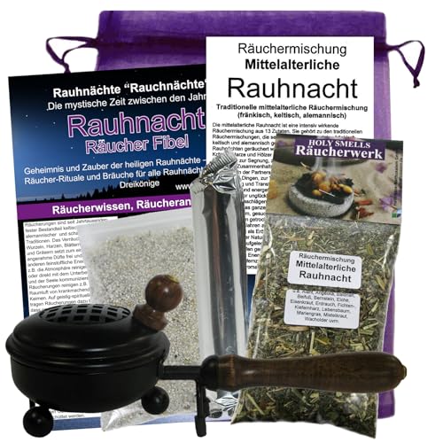 Rauhnacht 7-TLG Räucherset zum räuchern für Rauhnächte + Dreikönige. Mittelalterliche Räuchermischung (15 Kräuter, Harze, Hölzer). Räucherpfanne. Rauhnachtfibel. ZUBEHÖR. 81198-P Rauhnacht 7-TLG Räucherset zum räuchern für Rauhnächte + Dreikönige. Mittelalterliche Räuchermischung (15 Kräuter, Harze, Hölzer). Räucherpfanne. Rauhnachtfibel. ZUBEHÖR. 81198-P von Naturheilmittel Heilsteine Methusalem GmbH Neu-Ulm