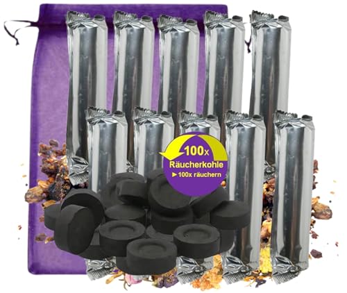 RÄUCHERKOHLE zum räuchern 100x Premium Schnellzünder Kohle Tabs 33mm für JEDES Räucherwerk - Rauchfrei rußfrei geruchsneutral. Mit Stofftäschchen 95840-K10 RÄUCHERKOHLE zum räuchern 100x Premium Schnellzünder Kohle Tabs 33mm für JEDES Räucherwerk - Rauchfrei rußfrei geruchsneutral. Mit Stofftäschchen 95840-K10 von Naturheilmittel Heilsteine Methusalem GmbH Neu-Ulm