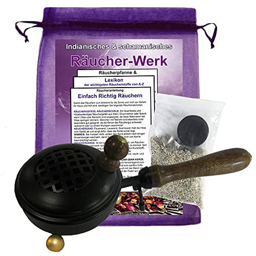 RÄUCHERPFANNE & WEIHRAUCHBRENNER 21cm mit Griff 7-TLG Set zum AUSRÄUCHERN für Räucherwerk. Räuchergefäß, Räucherschale, Räucherstövchen & Räucherstäbchenhalter in EINEM mit ZUBEHÖR. 3165G-0 RÄUCHERPFANNE & WEIHRAUCHBRENNER 21cm mit Griff 7-TLG Set zum AUSRÄUCHERN für Räucherwerk. Räuchergefäß, Räucherschale, Räucherstövchen & Räucherstäbchenhalter in EINEM mit ZUBEHÖR. 3165G-0 von Naturheilmittel Heilsteine Methusalem GmbH Neu-Ulm