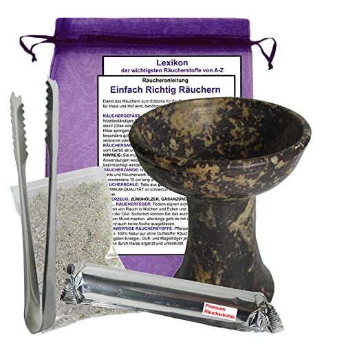RÄUCHERSET Starterpaket mit RÄUCHERKELCH & ZUBEHÖR zum AUSRÄUCHERN 6-TLG mit 12x9cm Räuchergefäß + Räucherkohle + Räucherzange + Räuchersand + Beschreibung + Täschchen. 4436-BZ RÄUCHERSET Starterpaket mit RÄUCHERKELCH & ZUBEHÖR zum AUSRÄUCHERN 6-TLG mit 12x9cm Räuchergefäß + Räucherkohle + Räucherzange + Räuchersand + Beschreibung + Täschchen. 4436-BZ von Naturheilmittel Heilsteine Methusalem GmbH Neu-Ulm