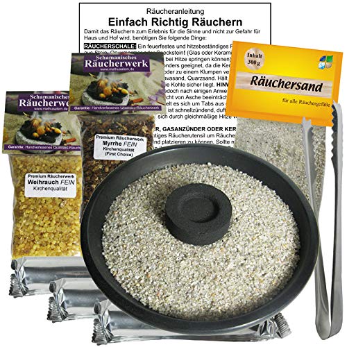 Räuchern-Starter-Set 9-TLG für jedes Räucherwerk. Mit Weihrauch & Myrrhe zum Räuchern + 30 x Räucherkohle + Räucherzange + 12cm Räucherschale + ZUBEHÖR + Anleitung. 81116-7S12 Räuchern-Starter-Set 9-TLG für jedes Räucherwerk. Mit Weihrauch & Myrrhe zum Räuchern + 30 x Räucherkohle + Räucherzange + 12cm Räucherschale + ZUBEHÖR + Anleitung. 81116-7S12 von Naturheilmittel Heilsteine Methusalem GmbH Neu-Ulm