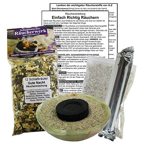 Gute Nacht 12 Schlafkräuter 6-TLG Räucherset zum RÄUCHERN. 120ml Räuchermischung mit Lavendel, Kamille, Zirbenkiefer UVM. 5 x ZUBEHÖR. 82046-G Gute Nacht 12 Schlafkräuter 6-TLG Räucherset zum RÄUCHERN. 120ml Räuchermischung mit Lavendel, Kamille, Zirbenkiefer UVM. 5 x ZUBEHÖR. 82046-G von Naturheilmittel Heilsteine Methusalem GmbH Neu-Ulm