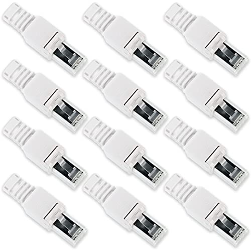 Nauci 12x Netzwerk Stecker RJ45 Cat6a Cat6 Cat7 Cat5 LAN Kabel werkzeuglos Netzwerkstecker ohne Werkzeug werkzeugfrei Crimpstecker für Patchkabel Netzwerkkabel von Nauci