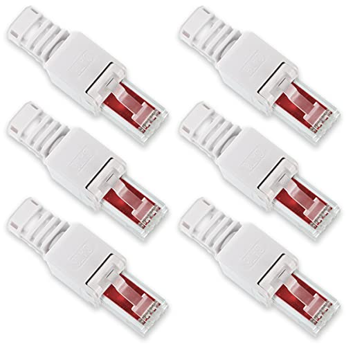 6X Netzwerk Stecker RJ45 Cat6 Cat7 Cat5 LAN Kabel werkzeuglos Netzwerkstecker ohne Werkzeug werkzeugfrei Crimpstecker für Patchkabel Netzwerkkabel von Nauci