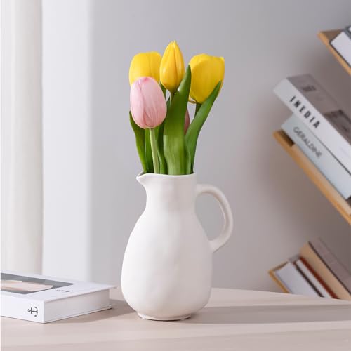 Navaris Deko Krug Vase - Wohnzimmer Blumenvase - Blumen Vase - Krug-Vase für Fensterbank Sideboard Kommode - Trockenblumen Pampasgras Home Decor von Navaris