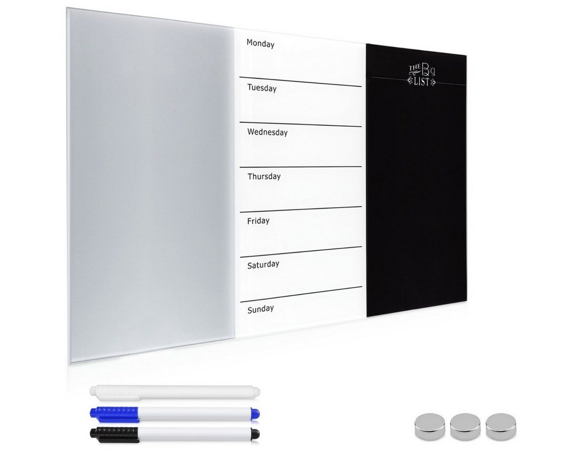 Navaris Magnettafel Glas-Whiteboard Wochenplaner magnetisch - 60x40cm inkl. Magnete, (1-tlg) von Navaris