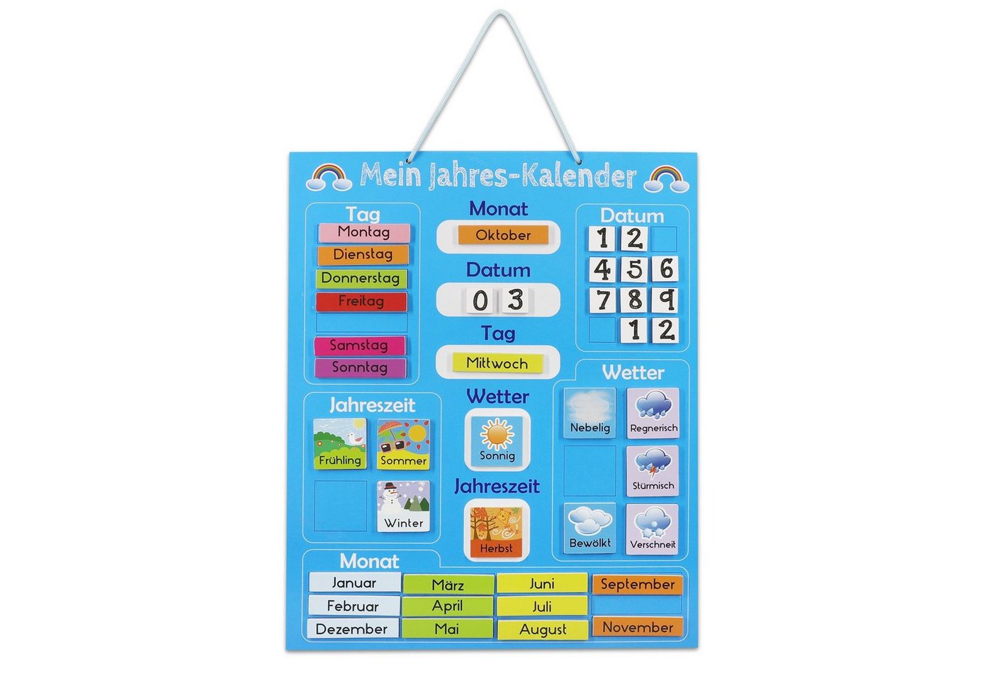 Navaris Magnettafel Kalender Tafel für Kinder - Jahreszeiten Uhr - magnetisch, (1-tlg) von Navaris