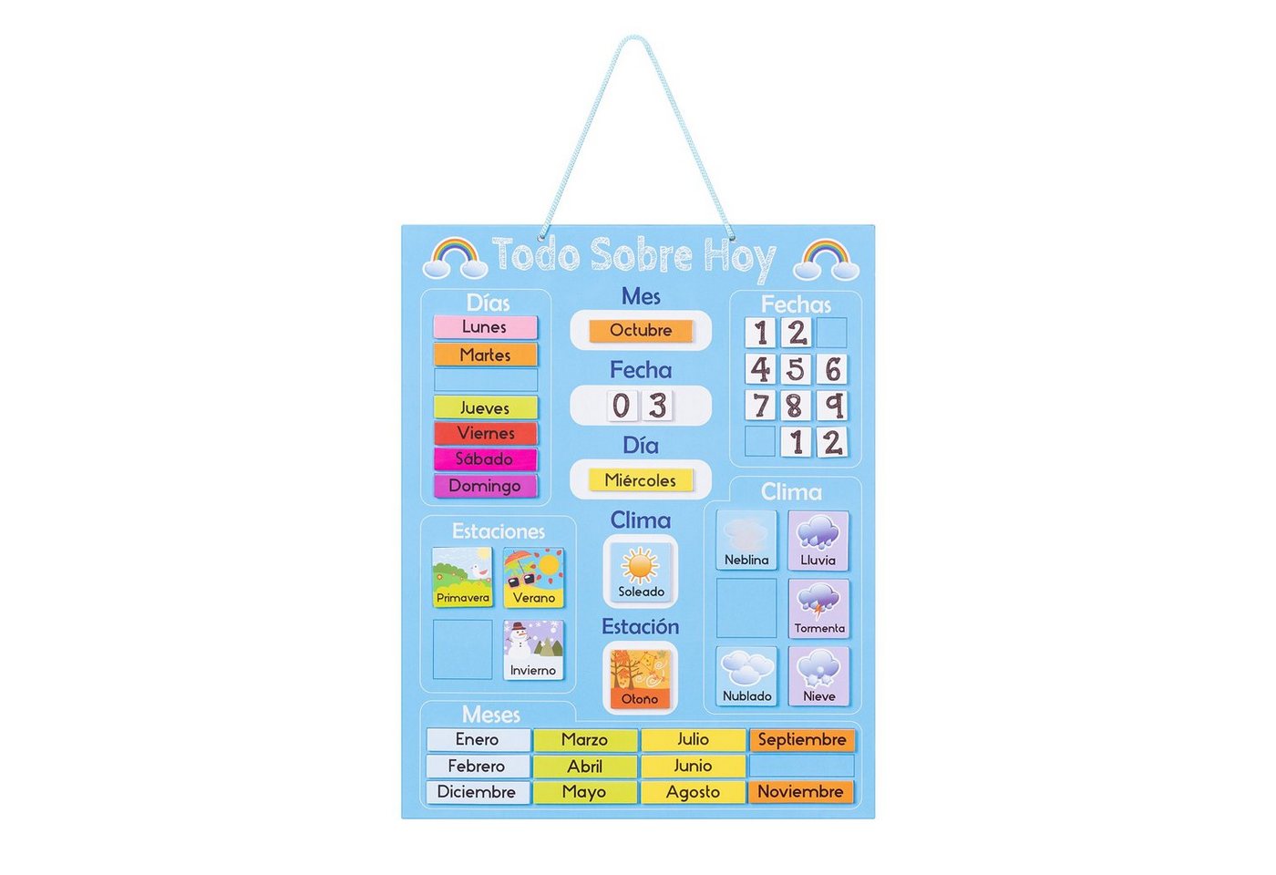 Navaris Magnettafel Kalender Tafel für Kinder - Jahreszeiten Uhr - magnetisch, (1-tlg) von Navaris