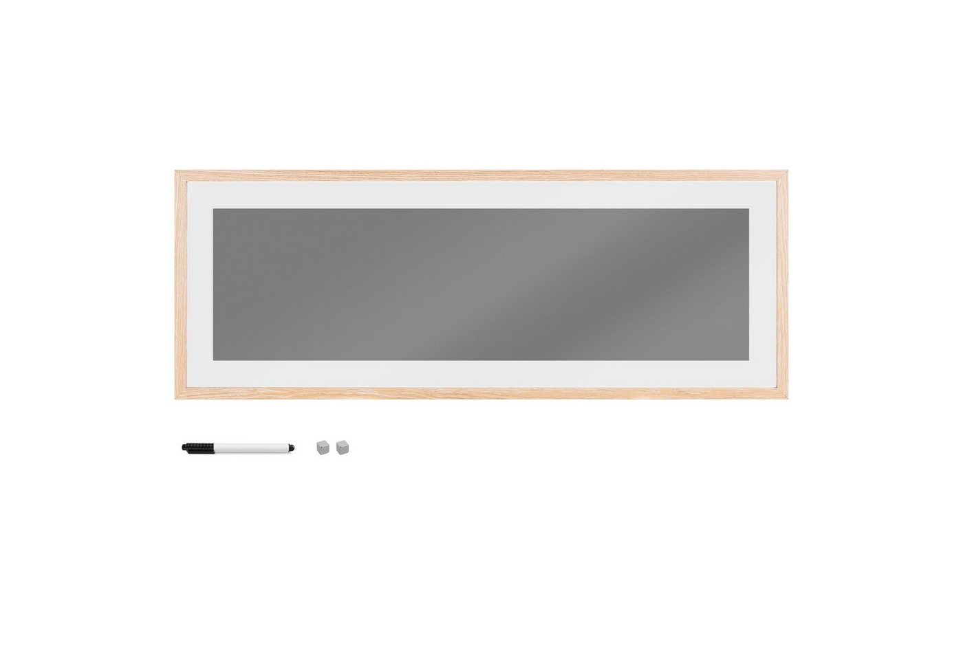 Navaris Memoboard Magnettafel aus Glas 80x30cm inkl. Magnet-Halterung & Stift, (1-tlg) von Navaris