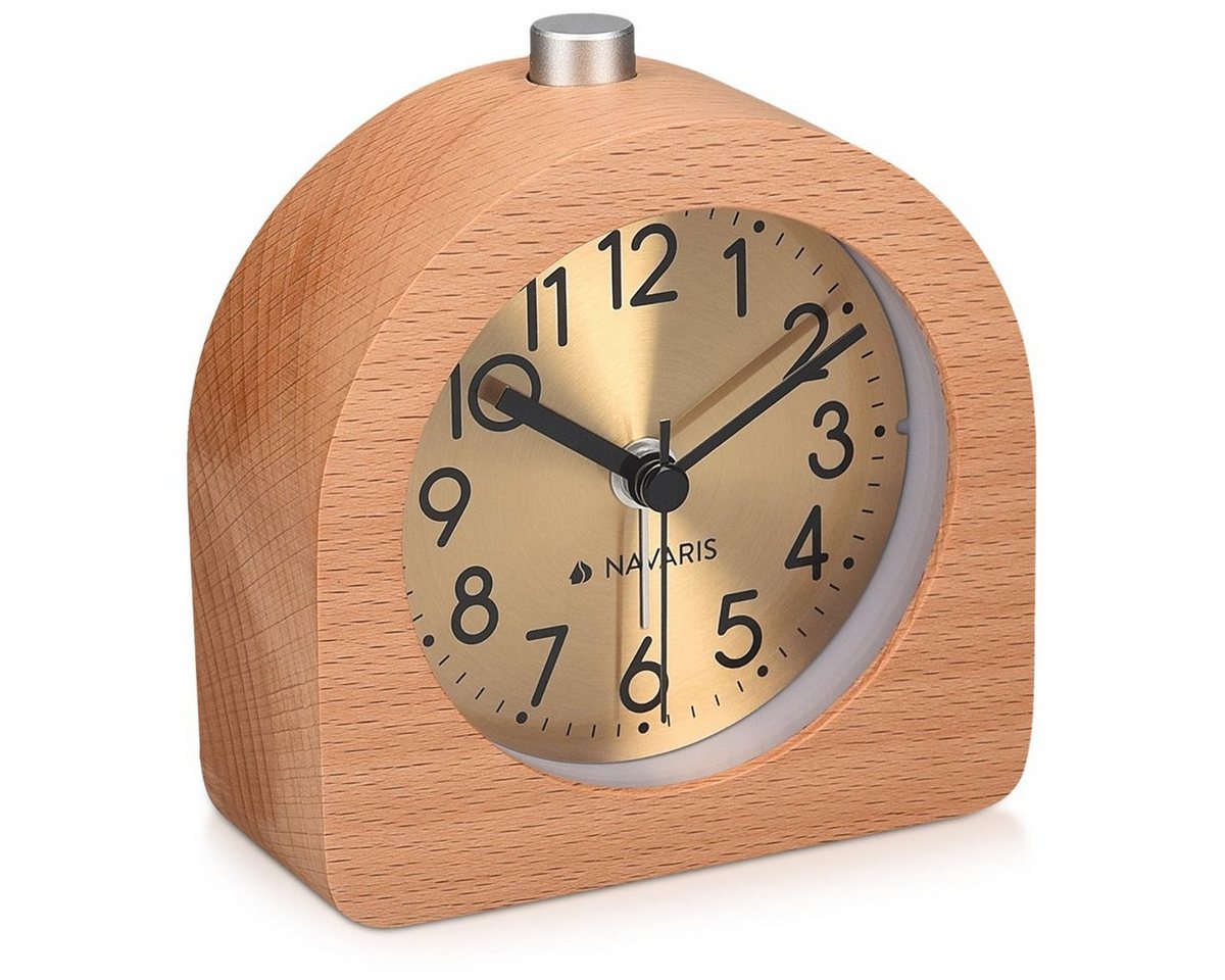 Navaris Reisewecker Analog Holz Wecker mit Snooze, Retro Uhr Halbrund/Quadrat von Navaris