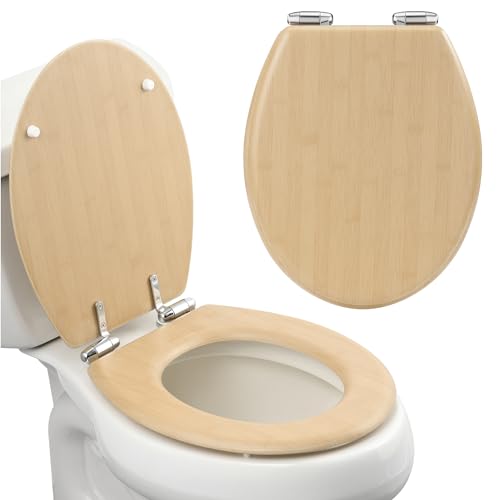 Navaris Toilettensitz - Toilettensitz im Bambus-Design - Toilettendeckel Bambus - Klodeckel - Für alle handelsüblichen Toiletten - Einfache Montage und komfortabel von Navaris