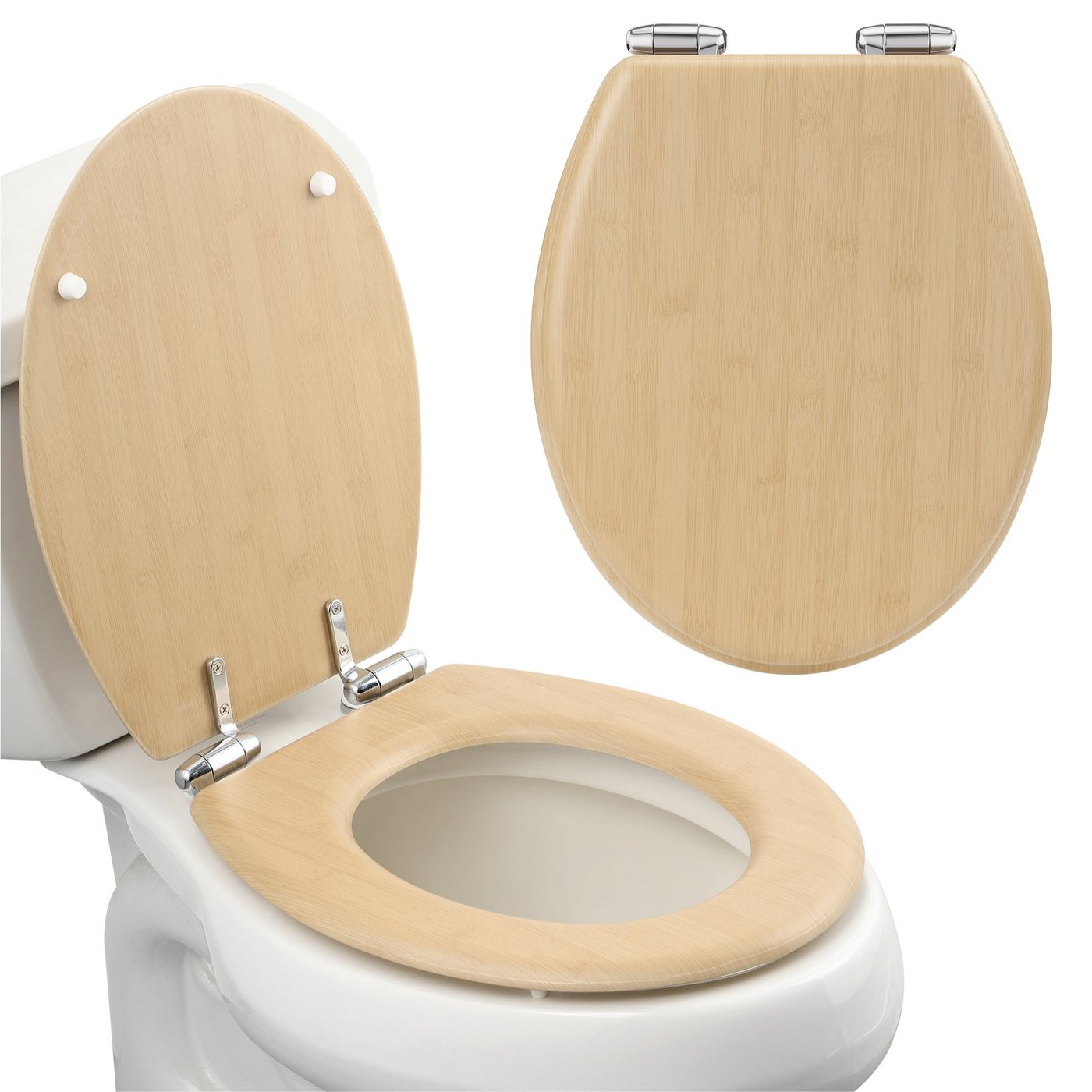 Navaris WC-Sitz Toilettensitz - Toilettensitz im Bambus-Design - Toilettendeckel (1-St) von Navaris