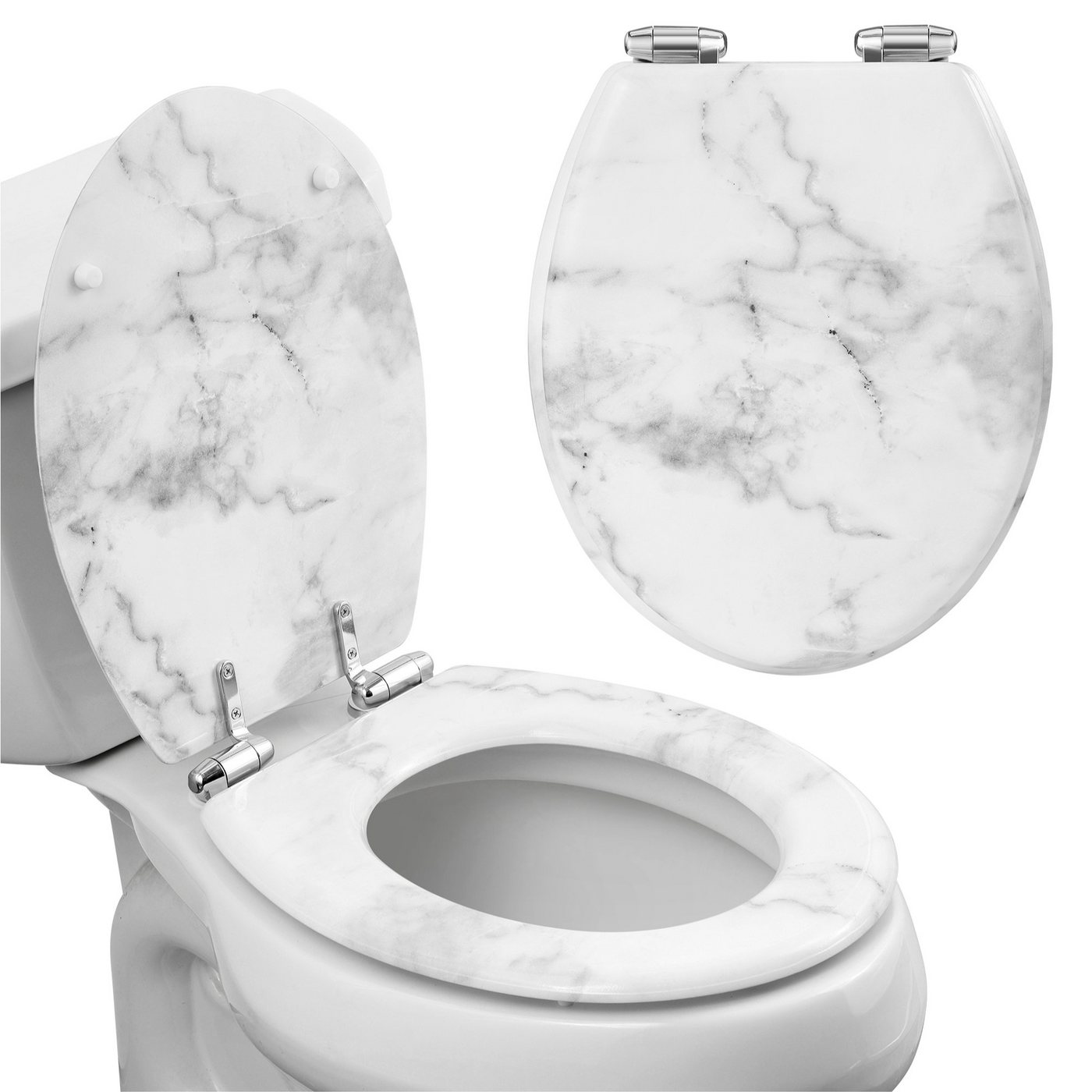 Navaris WC-Sitz Toilettensitz - Toilettensitz im Marmor Design - Toilettendeckel (1-St) von Navaris