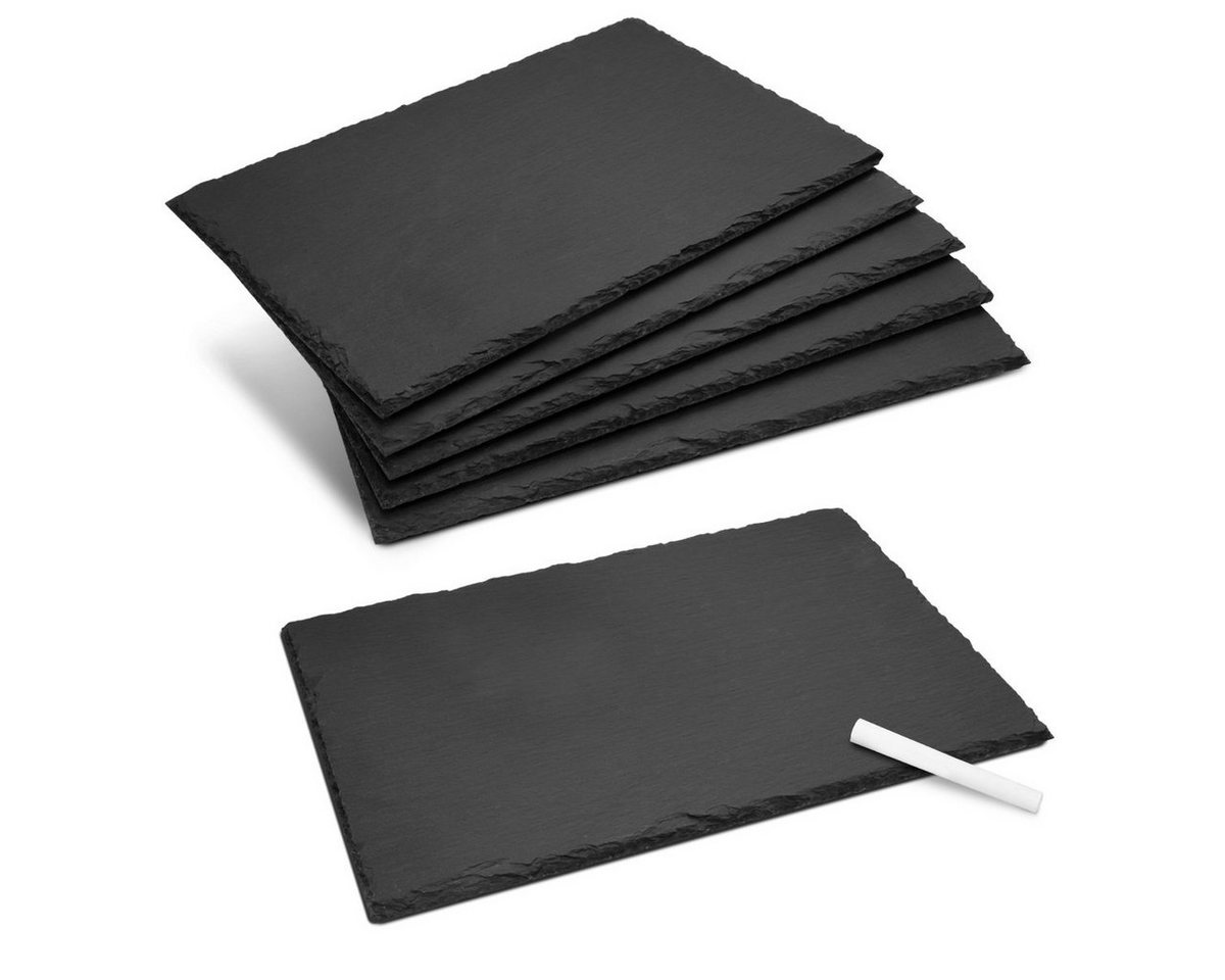 Platzset, 6-teiliges Schiefer-Teller-Platzset inkl. Kreide - 30x20cm, Navaris, (6-St) von Navaris