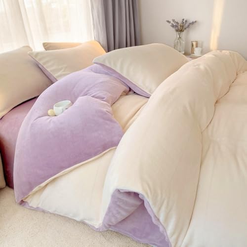 Nayoroom Winter Bettwäsche 140x200 Lila Weiß Biber Cashmere Touch Fleece Plüsch Bettbezug 2 Teilig Warm Flauschig Coral Wende Microfaser Winterbettwäsche mit Reißverschluss und 1 Kissenbezug 70x90 cm Nayoroom Winter Bettwäsche 140x200 Lila Weiß Biber Cashmere Touch Fleece Plüsch Bettbezug 2 Teilig Warm Flauschig Coral Wende Microfaser Winterbettwäsche mit Reißverschluss und 1 Kissenbezug 70x90 cm von Nayoroom