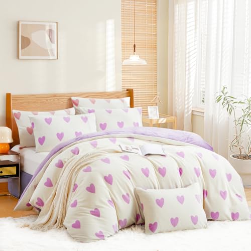 Nayoroom Winter Bettwäsche 200x200 Lila Herzen Fleece Biber Bettwäsche-Sets 3 Teilig Weiß Cashmere Touch Warm Plüsch Bettbezug Flauschige Flanell Violett Wendebettwäsche und 2 Kissenbezüge 80x80 Nayoroom Winter Bettwäsche 200x200 Lila Herzen Fleece Biber Bettwäsche-Sets 3 Teilig Weiß Cashmere Touch Warm Plüsch Bettbezug Flauschige Flanell Violett Wendebettwäsche und 2 Kissenbezüge 80x80 von Nayoroom