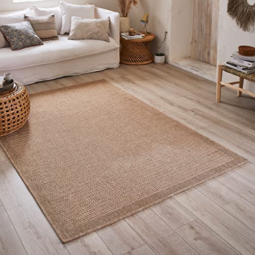 Naturteppich Natur Böhmische Teppich Jute Optik Teppich Wohnzimmer Schlafzimmer Flur Outdoor Teppich Natur (160x230 cm, 8751 Beige) von Nazar