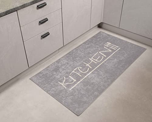 Nazar Küchenteppich, maschinenwaschbar, Kitchen (Grau und Weiß, 80 x 150 cm) von Nazar