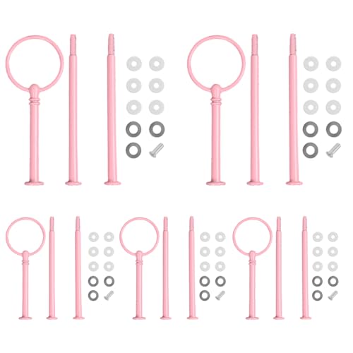 Nchdewui 5 Pack Etageren Stangen, Etagere Stangen Set, Etagere Bausatz, Metallstangen Mittellochausstech für Hochzeitstorte Etagere Tortenständer Tortenhalter Torten (Rosa) von Nchdewui