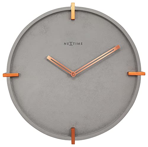 NeXtime Designer Wanduhr Beton „3515-Mohawk Wall“ Wanduhr, leises Uhrwerk, Kupferelemente, 32 cm von NeXtime