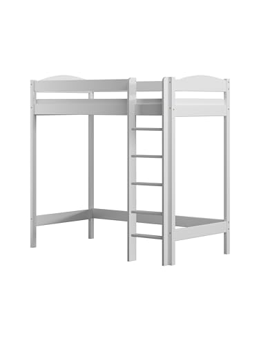 Need Sleep Loft Bed Etagenbett Hochbett Mit Treppe Kinderhochbett Hoch Bett Erwachsene Jugendliche Kinder (weiß, 190x90-180 cm Hoch) von Need Sleep