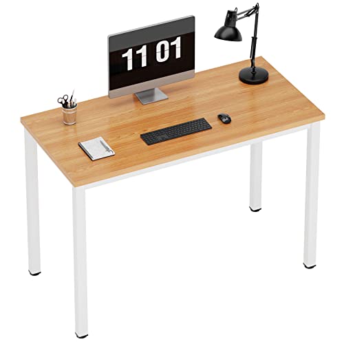 Need Computertisch Schreibtisch 100x60 cm PC Tisch Bürotisch Arbeitstisch Esstisch für Home Office, Teak&Weiß AC3BW-100 von Need