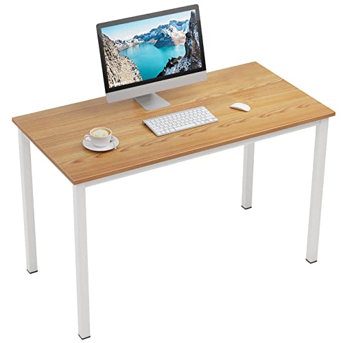 Need Schreibtisch Computertisch 120x60cm PC Tisch Bürotisch Arbeitstisch Esstisch für Home Office, Teak Oak & Weiß AC3BW von Need