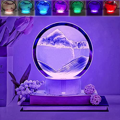 Neioaas 3D Moving Sand Art Liquid Tischlampe, 3D Sanduhr Tiefsee Treibsandlampe, RGB Farbe Sandmalerei Nachtlicht, 360 ° Drehende Sanduhr Dekoration, Leben Home Desktop Dekoration (Lila) von Neioaas