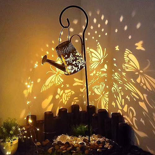 Solar Gießkanne Licht mit Lichterkette,Außen Solar LED Licht für den Außenbereich, Lichterkette zum Aufhängen, wasserdicht, dekorative Duschlichter für Gartentisch, Terrasse,Gehweg (Schmetterling) von Neioaas