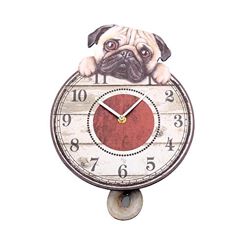Nemesis Now Clock 25cm Ivory Puggin' Tickin' Uhr, 25 cm, elfenbeinfarben, MDF, Einheitsgröße von Nemesis Now