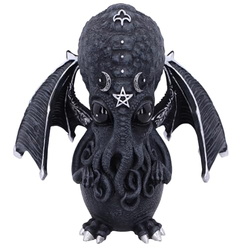 Nemesis Now Cult Cuties Culthulhu Figur 10,3 cm, Kunstharz, schwarz, gruselig entzückende geflügelte Katze, Silberne Details, gegossen aus feinstem Harz, liebevoll handbemalt von Nemesis Now