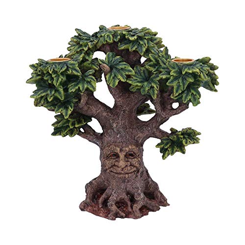 Nemesis Now Forest Flame Tree Spirit Man Candle Holder, Brown and Green Kerzenhalter mit Waldflamme, Baum, Geister, Mann, Ornament, Braun und Grün, Harz, 21,5 cm von Nemesis Now