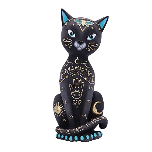 Nemesis Now Fortune Kitty Figur 27cm, Harz, schwarz, Palmistry Cat Figur, Wahrsagerin Black Kitty, Spirituelles Geschenk, in feinstem Harz gegossen, fachmännisch handbemalt von Nemesis Now