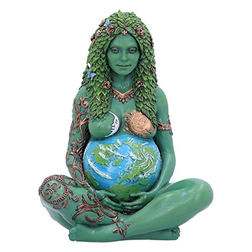 Nemesis Now Small Mother Earth Painted Figurine Kleine Ethereal Mutter Erde Gaia Art Statue bemalte Figur, grün, 17,5 cm von Nemesis Now