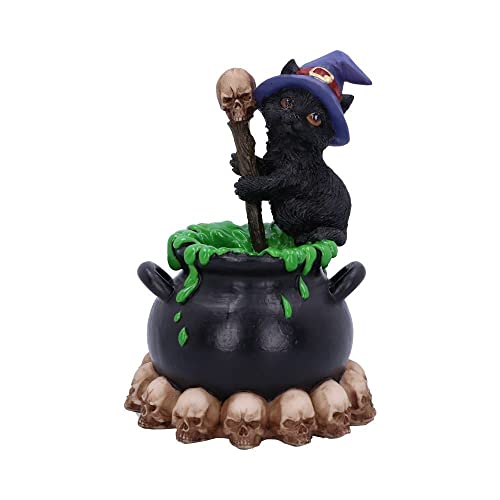 Nemesis Now Spook Witches Familiar Black Cat and Bubbling Cauldron Figur, Harz, Schwarz, 12 cm von Nemesis Now