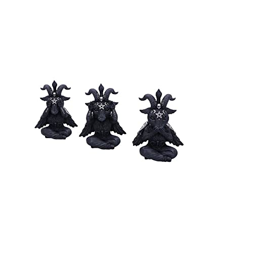 Nemesis Now Cult Cuties Three Wise Baphoboo 13,4 cm, Harz, schwarz, DREI weise Baphoboo Figuren, Baby Baphomet Figuren, Baphomet Sammlerstücke, in feinstem Harz gegossen, fachmännisch handbemalt von Nemesis Now