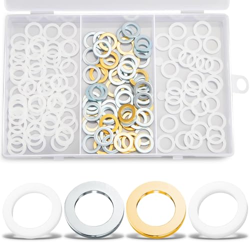 140 Stück Fitschenringe Zimmertüren Set Unterlegscheiben Türscharnier 10,2 mm X 15 mm Montageringe Ohne Abriebspuren Massivem Messing, Verzinkt, Kunststoff, 50pcs 1mm & 30pcs 2mm & 60pcs 1,8mm von Nenull