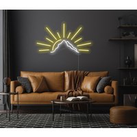 Sun Mountains Neon Schild - Led Schild, Wanddekoration, Wandschild, Sonnenuntergang Led Sonnenaufgang Zeichen, Natur Berge Neon von NeonEvent