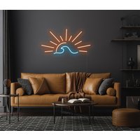 Sun Wave Neon Schild - Led Schild, Wanddekoration, Wandschild, Sonnenuntergang Led Sonnenaufgang Zeichen, Natur Ozean von NeonEvent