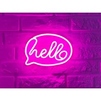 Hallo Neon Rosa Nachtlichter Leuchtreklamen Geschenk Warmes Weiß Entspannen Sterne Led-Neonlichter Kinderzimmer Zimmer Chillen Wand-Kunst-Dekor-Neon von NeonOnShop