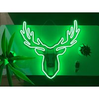 Hirschkopf Leuchtreklame Led Hirsch Jagen Kunst Licht Zeichen Logo Grün Wanddekor Benutzerdefinierte Party Raumdekoration Geschenk Neon Schlafzimmer von NeonOnShop