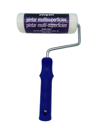 Nespoli Schaumstoff-Farbwalze, 18 cm, Pore 0, Multioberflächen, Polyurethanschaum, Griff Violett von Nespoli