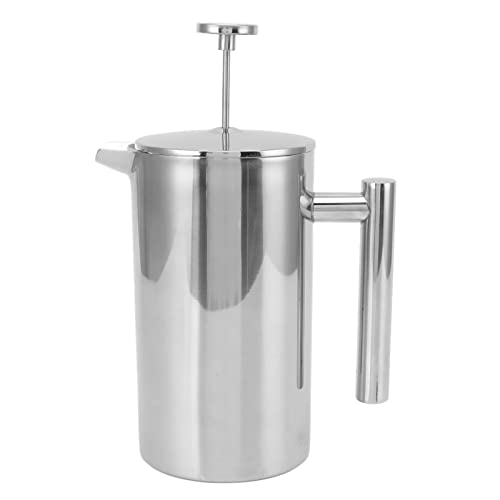 NestNiche French-Press-Kaffeemaschine, isolierte Edelstahl-Kaffeepresse, Kaffeepresse mit 3-lagigem Filtersystem, tragbare Kaffeekolbenkanne für Zuhause, Büro, Camping (1000 ml) von NestNiche