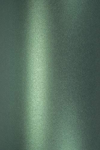 Netuno 10x Perlmutt-Grün Bastelkarton DIN A5 210 x 148 mm 250g Majestic Gardeners Green Feinkarton mit Perlglanz doppelseitig schimmernd Bastel-Karton für Weihnachten Hochzeit Geburtstag von Netuno